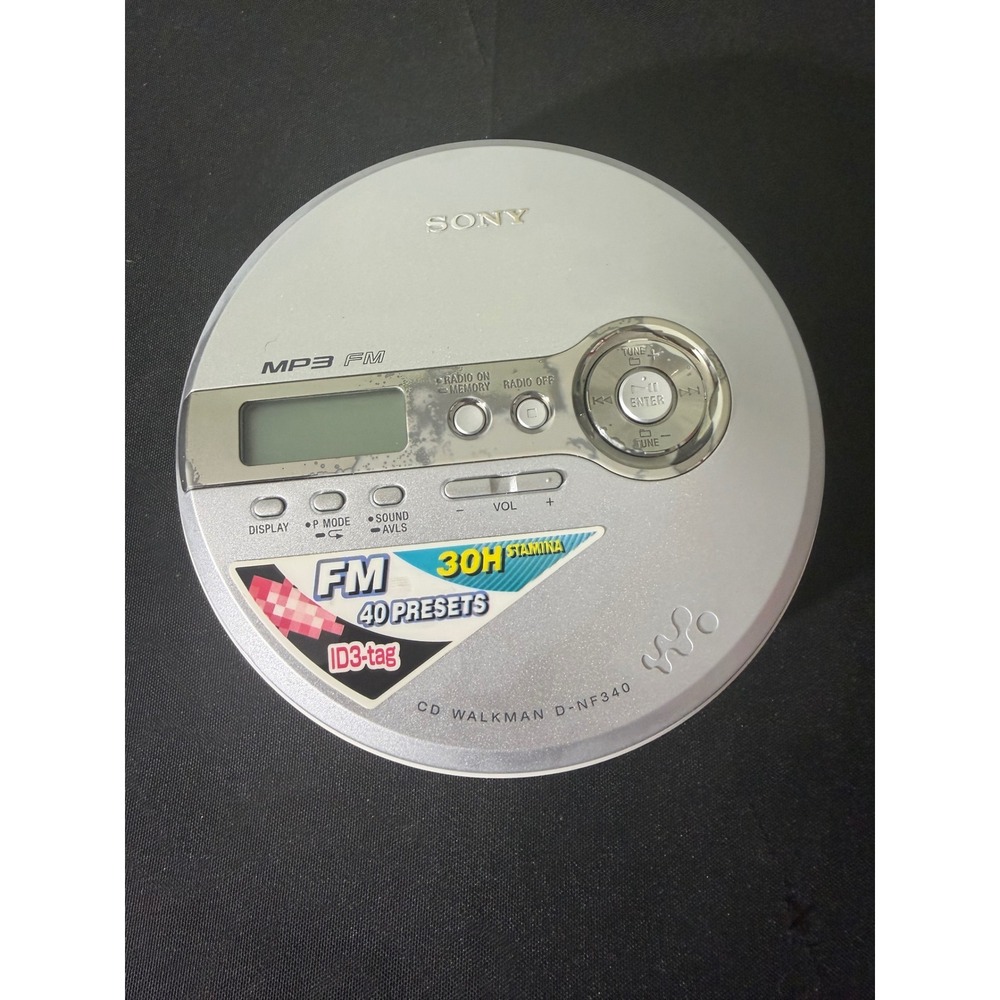 Sony CD Walkman‎ D-NF340 MP3 FM Radio Silver Tested Working G-Protection
